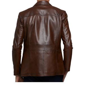 Nueva Chaqueta de Cuero Marrón Súper Elegante para Hombre, Cuello Alto, Totalmente Personalizada, 100% Piel de Vaca Original, Cierre de Cremallera, Impermeable - Product Image 6