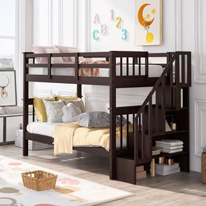 Letto a castello doppio Espresso con contenitore e sponda di protezione per cameretta bambini/dormitorio (Vecchio SKU LP000109AAP) - Product Image 1
