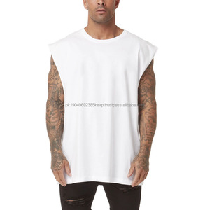 Débardeur pour homme en polyester-coton respirant, impression personnalisée, col rond, bras tombants, surdimensionné, pour entraînement décontracté, vente en gros - Product Image 1