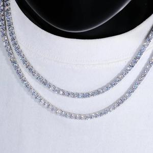 Cadena de tenis VVS1 con moissanita y plata 925 chapada en platino, collar de cadena de tenis original, regalo de boda para novias - Product Image 2