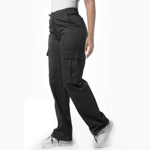 Pantalones cargo personalizados para mujer, cintura alta, corte holgado, tela de algodón, diseño transpirable con bolsillos, perfectos para viajes y estilo casual. - Product Image 4