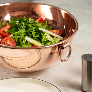 Bol de service décoratif pour salade avec poignée en cuivre, grand bol à fruits avec poignée métallique, vaisselle de table pour la cuisine - Product Image 6