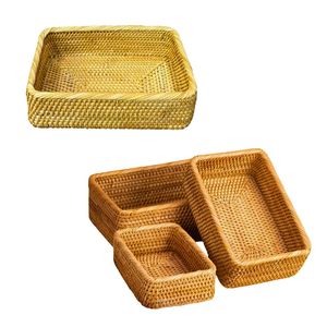 Cesta/Bandeja Rectangular de Mimbre y Ratán Resistente, Hecha a Mano, para Almacenamiento y Exhibición en Restaurantes - Product Image 1