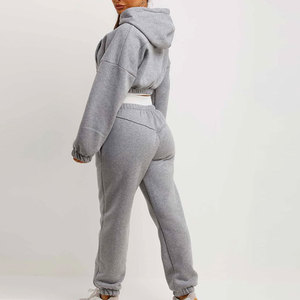 Women Soft Touch Cropped <b>Lounge</b> Tracksuit For Relaxed Wear Women Stylish Cropped Athletic Tracksuit <b>Set</b> - Product Image 3