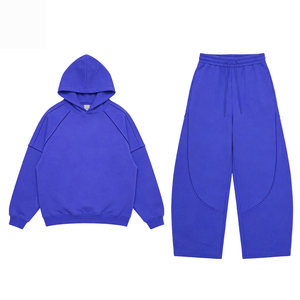 Men's Navy Red Color Block Tracksuit Set Crew Neck Sweatshirt Joggers Casual Autumn Wear Full Sleeve Drawstring <b>Pants</b> - Product Image 4