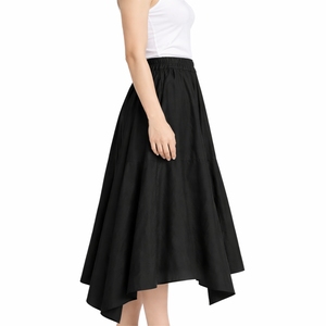 Jupe longue maxi taille haute pour femme en cuir véritable respirant et mousseline, coupe trapèze, style de luxe, personnalisable OEM, décontractée - Product Image 4