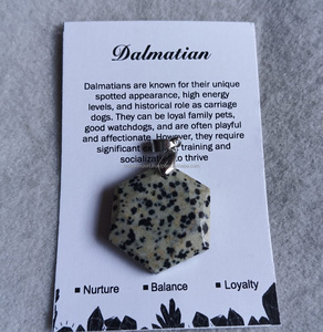 Collier pendentif artisanal en pierre d'agate naturelle, cristal de jaspe dalmatien, forme hexagonale, pour la lithothérapie, vente en gros - Product Image 1