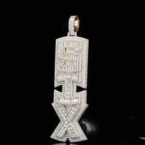 Vertical Letter Custom VVS Moissanite Name <b>Pendant</b> For Men Hip Hop Style Fully Iced Out <b>Initial</b> Chain <b>Pendant</b> Pass Diamond Test - Product Image 1