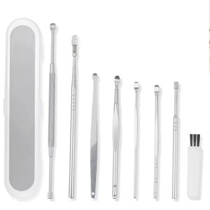 8-Piece Ear Wax <b>Remover</b> Set Stainless Steel Ear Pick Tools with Storage <b>Box</b> Beauty & Personal Care Kit - Product Image 1