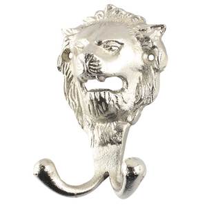 Handmade Silver Lion Head Iron Wall Hook Heavy Duty Decorative Double Coat Hook for Hanging Towels <b>Keys</b> Bags & Clothes <b>Hanger</b> - Product Image 2