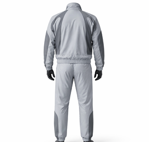 Ensemble de jogging sportif gris clair pour homme, coupe régulière, coupe-vent, imprimé, respirant, en polyester, avec fermeture éclair intégrale et col rond, idéal pour l'hiver - Product Image 6
