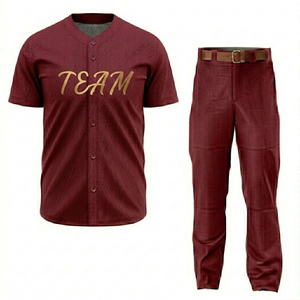 Ensemble de maillot de baseball marron pour homme, uniforme en maille brodé avec logo d'équipe, manches courtes, pantalon à boutons, respirant, toutes saisons, adulte, taille régulière - Product Image 3