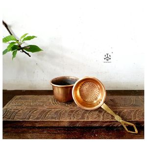 Infuseur à thé en cuivre à mailles fines avec poignée, filtre réutilisable pour thé en vrac, pour tasse, théière, maison, cuisine, hôtel, restaurant - Product Image 2