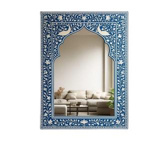 Marco de Espejo Cuadrado Moderno Hecho a Mano con Incrustaciones de Hueso Plateado, Tamaño Personalizado, para Hogar, Hotel, Restaurante, Pared - Product Image 1