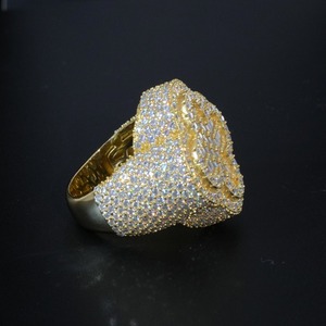 Best Quality <b>Silver</b> Moissanite Hip Hop <b>Ring</b> with Smooth Finish Flower Shape for <b>Men</b> Women Daily Wear and Party Wear Use - Product Image 2
