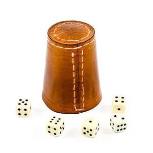 Ensemble de jeux de société Farkle Yahtzee en similicuir comprenant 6 dés marron et 1 couvercle de gobelet à dés avec intérieur en velours, 7 pièces en PU pour utilisation au bar - Product Image 6