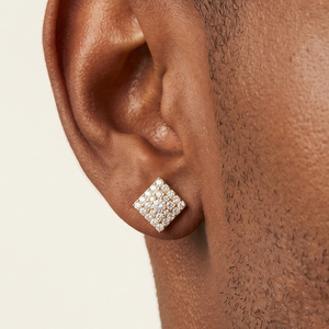 Mens <b>Moissanite</b> Square Stud <b>Earrings</b> 925 Silver Diamond Cluster <b>Earrings</b> Geometric Hip Hop Style Luxury Gift for Men Women Daily - Product Image 5
