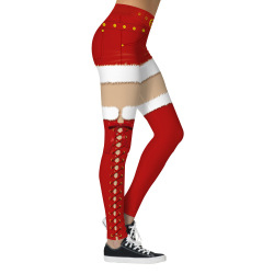 Leggings Rojos de Cintura Alta con Estampado Navideño para Mujer, Tejidos Elásticos, Largos, Sexys, para Invierno, con Bolsillos - Product Image 4