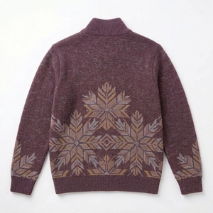 Wholesale Custom Logo Fair Isle Christmas Sweaters Knit <b>Cardigan</b> Sweater Women Funnel Neck Zip up for Fall Winter - Product Image 2