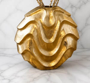 Handcrafted Irregular Brass Metallic <b>Vase</b> Abstract Textured Desktop Flower Arrangement Container <b>Unique</b> Luxury Gift Home Decor - Product Image 3