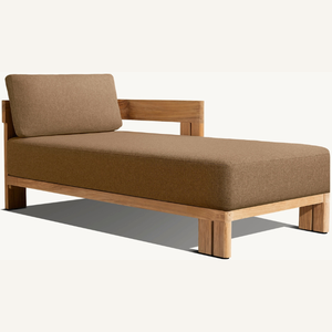 Chaise longue en teck équipée d'un matelas en mousse souple et résistant, idéale pour se détendre près de la piscine de l'hôtel - Product Image 3