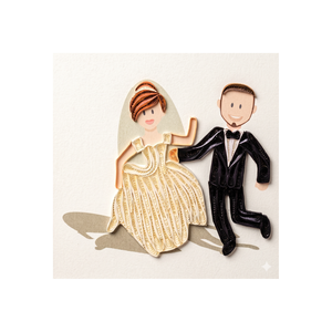 Tarjeta de Quilling con Diseño de Pareja Sonriente para Boda, Tema de Amor, Tarjeta de Felicitación 3D Hecha a Mano Personalizada para Boda - Product Image 5