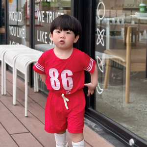 Hot Selling Summer Casual Sporty Set Number Print Children's Soccer Boys' Wear Playing <b>Football</b> <b>Toddler</b> Boys Clothes - Product Image 1