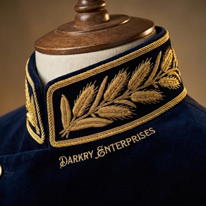 Servicio de Fabricación a Medida de Uniformes de Alta Gama con Bordado de Hilo de Oro, Cuello Alto Azul Marino, Servicio de Fabricante Personalizado OEM ODM - Product Image 3