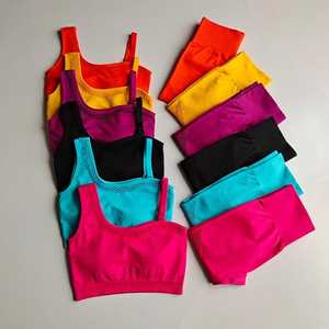 <b>Women</b> High Waist Yoga Set Solid Color Breathable <b>Mesh</b> Elastic Waist Seamless Spandex Polyester Sportwear - Product Image 6