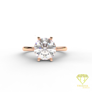 Anillo de Diamantes de Corte Redondo Personalizado en Oro Rosa, Joyería Fina, Anillo de Compromiso, Fabricante, Venta al por Mayor - Product Image 4