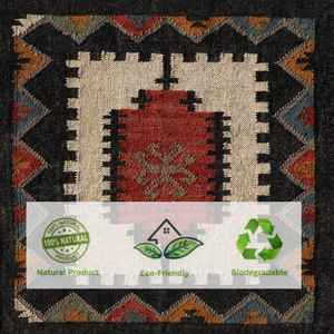 Tapis kilim en jute et laine tissés à la main, usage polyvalent, pour salon, chambre et bureau - Product Image 6