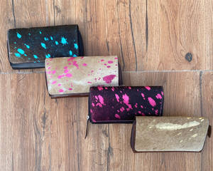 Western Hair on Metallic Genuine Leather Flap Wallets para mujer Western Cowhide Credit Card Wallet Trending Luxury Phone Clutch - Product Image 3