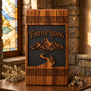 Wooden Motorcycle <b>Memorial</b> Urn Forever Riding Keepsake Cremation Urn Custom Name Engraved Remembrance <b>Gift</b> - Product Image 2