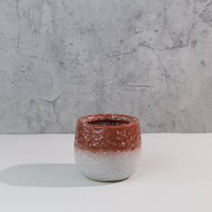Maceta de Cerámica Esmaltada Rústica Roja y Gris, Diseño Wabi-Sabi, Ecológica, con Orificio de Drenaje para Plantas de Interior, Uso en Escritorio - Product Image 1