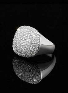 Bague ovale de luxe pour homme, style hip-hop, entièrement sertie de diamants, bijou statement, fabriquée en argent sterling 925 ou en or 10K 14K - Product Image 3