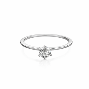 Anillo de compromiso de oro blanco de 14K con diamante solitario de corte redondo cultivado en laboratorio, color DEF, claridad VS VVS, joyería fina al por mayor - Product Image 3