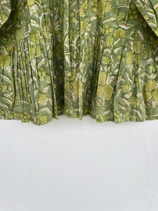 เสื้อผู้หญิงลายดอกไม้สีเขียว ผ้าฝ้าย คอปกปีเตอร์แพน ผูกโบว์ แขนสั้น เสื้อฤดูร้อน เสื้อสำหรับงานปาร์ตี้ในสวน เสื้อลำลองฤดูใบไม้ผลิ - Product Image 3