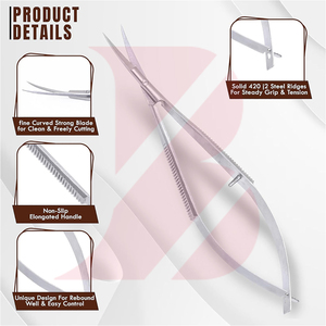 Tijeras de Precisión para Cejas y Pestañas, Portátiles, Antideslizantes, de Acero Inoxidable, de 4.7 Pulgadas, para Dar Forma y Recortar - Product Image 2