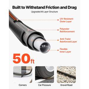 50 ft Heavy Duty 4-Layer <b>Rubber</b> Garden <b>Hose</b> 5/8" 3/4" Fitting 150PSI Working 600PSI Burst Flexible Non-kink Model Gardening - Product Image 2