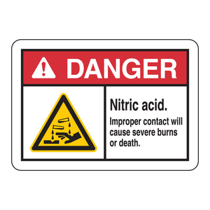 Panneau de signalisation de sécurité pour acide nitrique Brady Danger pour les laboratoires et le stockage de produits chimiques, en PVC ou en aluminium - Product Image 3