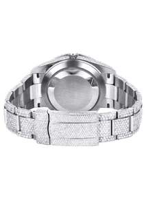 Reloj de Lujo Clásico Unisex de Aleación Mecánica con Esfera de Cristal, Diamantes Moissanite Tallados, Correa de Goma, Movimiento ETA, Nueva Moda - Product Image 2