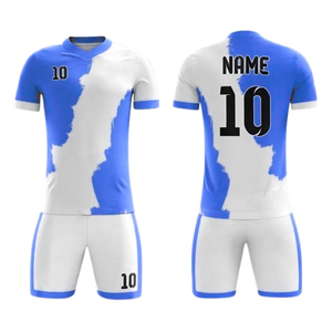 Conjunto de Camiseta de Fútbol para Hombre, Color Blanco y Amarillo con Bloques de Color, Cuello en V, Manga Corta, Nombre y Número Personalizados 10, Uniforme Transpirable de Poliéster - Product Image 4