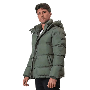 <b>Men's</b> Hooded <b>Parka</b> Jacket Solid Color Standard Polyester Zipper Closure Casual Outerwear Regular Fit Straight Body <b>Winter</b> <b>Coat</b> - Product Image 2
