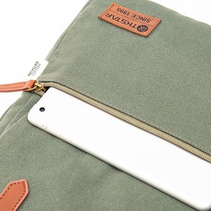 GRS cotton green <b>simple</b> computer <b>backpack</b> canvas casual <b>backpack</b> with genuine leather logo - Product Image 2