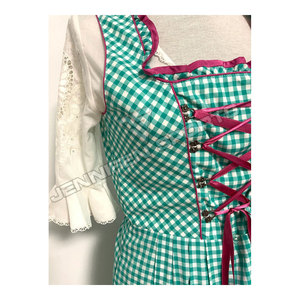 Custom Oktoberfest Beer Festival Outfit Ladies German Dirndl 100% Cotton <b>Checkered</b> Bartender Waitress Cosplay Accessories - Product Image 5