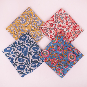 Organic Block Printed Cotton Bandana Multicolor Floral Neck Scarf Unisex Bohemian Style <b>Head</b> <b>Wrap</b> - Product Image 1