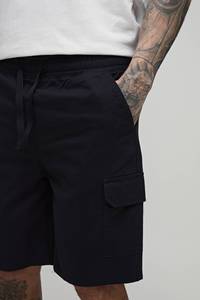 <b>Men</b> White Crew Neck Knitted T-Shirt <b>Black</b> Cargo <b>Shorts</b> Set Casual Summer Wear 100% Organic Cotton Breathable Quick Dry Solid - Product Image 5