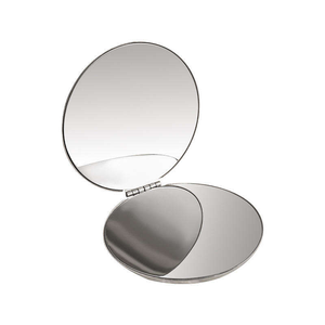 Miroir de maquillage pliable compact de poche double face en acier inoxydable avec logo personnalisé - Product Image 4