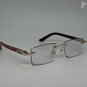 Gafas de Sol de Lujo con Diamantes, Diseño Unisex, Lentes Transparentes, Montura Metálica Chapada en Rodio, Gafas Ópticas de Diseñador - Product Image 2