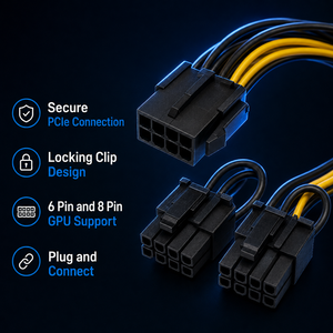 FYX Stock PCIe 8-Pin Buchse auf Dual 8-Pin <span class=keywords><strong>6</strong></span>+2 Stecker <span class=keywords><strong>GPU</strong></span>-Stromverteilerkabel Grafikkarten-Adapter Verlängerungskabel Großhandel - Product Image 2